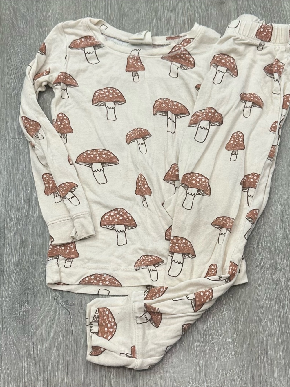 Kids 3t Unisex Mushroom Print Bamboo Pajama Set